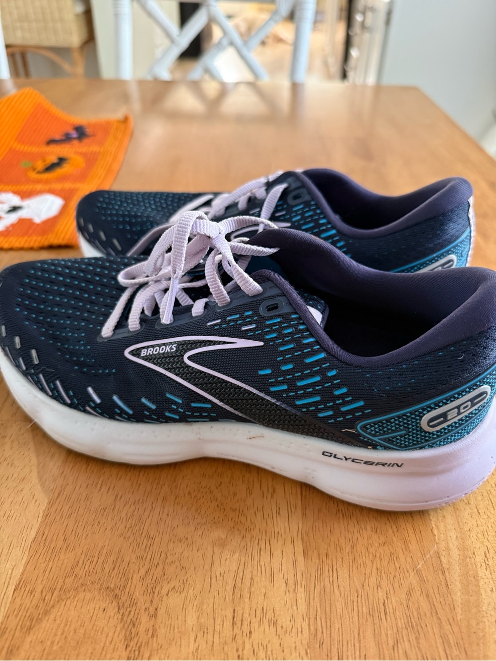 Brooks Glycerin Running Shoes - Navy with Teal & Lilac